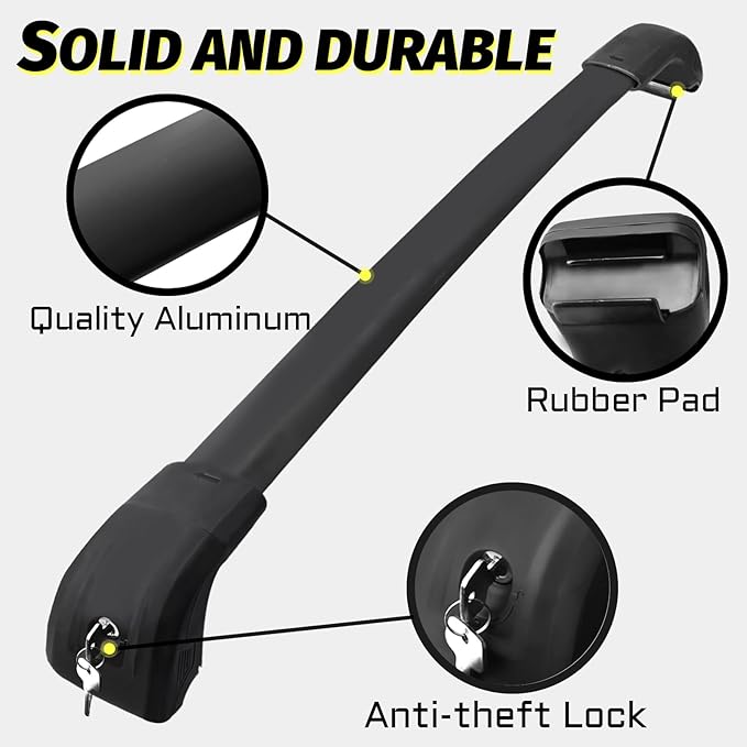 Car Roof Rack Cross Bars Compatible with 2019-2025 KIA Telluride LX EX S SX SX-Prestige (Only Fit Flush Side Rails), Aluminum Lockable Roof Cross Bars for Kayak Bike Rooftop Cargo Carrier Bag Basket