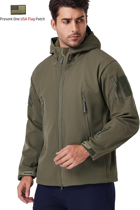 ReFire Gear Men's Army Special Ops Military Tactical Jacket Softshell Fleece Hooded Outdoor Coat