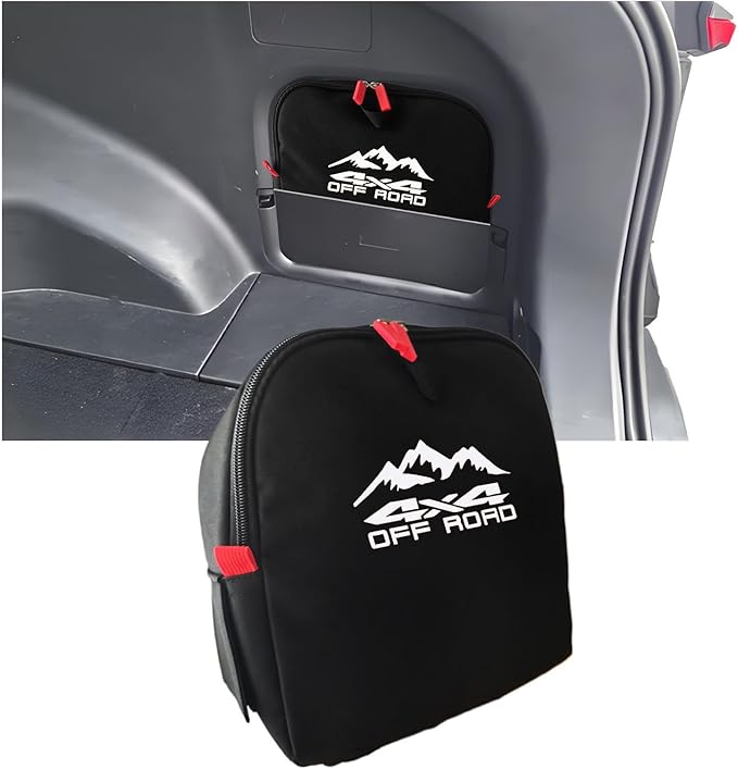 Trunk cubby storage bag Cargo side pocket compatible with Toyota RAV4 2019+ backpack organizer car trunk accessories (4x4White)