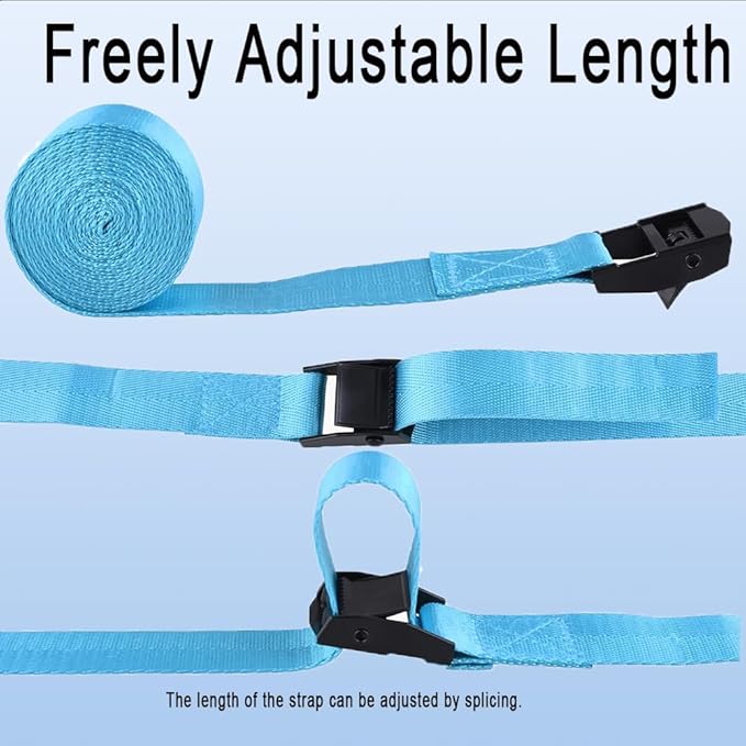 4pcs Heavy Duty Tie Down Straps with Adjustable Cam Buckles, 39"x1" Lashing Straps for Kayak, Cargo, Luggage, Cinch, Canoe, Bicycles, Motorcycles, TruckSecure Straps （Sky Blue）