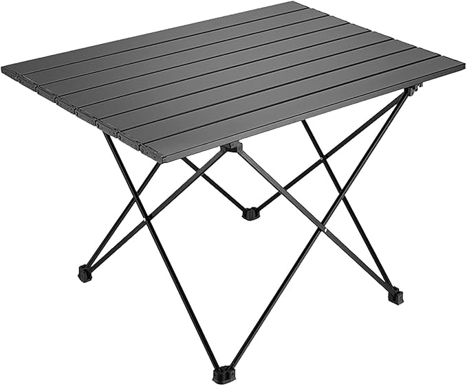 YIKANGHENG Folding Camping Table, 16 Inch x 13.8 Inch x 11.4 Inch Black Carbon Steel Foldable Table with Storage Bag for Home and Outdoors (S)