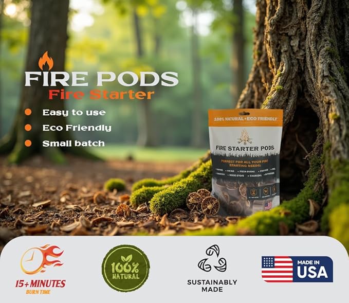 Quick to Light Wax Fire Starters Camping | 15+ Min Burn Time, Fire Starters for Fireplace & Campfire with Waterproof Matches (Pack of 50)