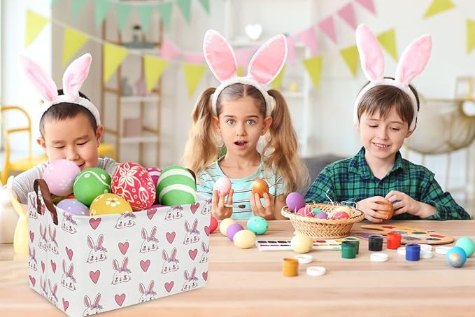 Essme Rabbit Rectangular Collapsible Storage Basket, Kids Toy Organizer, Shelf Basket, Easter Gift (Rabbit)