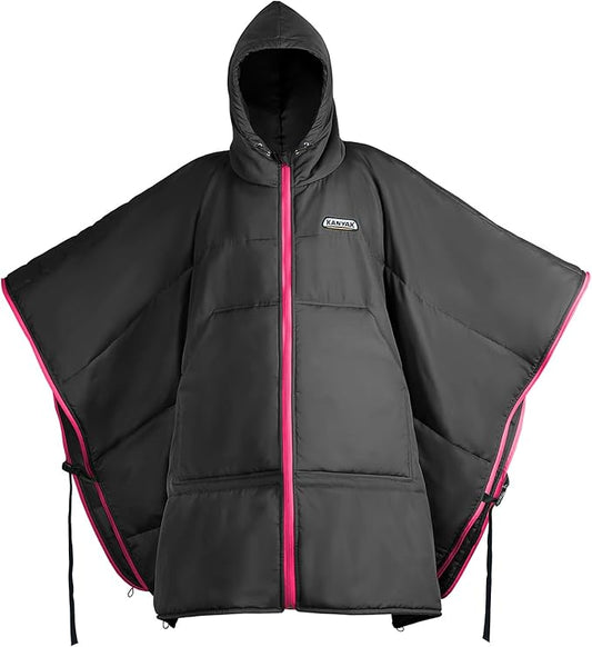 Camping Blanket Poncho, Large Wearable Blankets, 75 x 55 inch Cape, Windproof & Water-Repellent, Portable & Warm, for Outdoor, Sports, Travel, Car