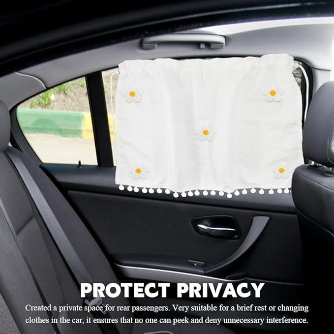 Car Side Window Sun Shade Privacy Curtain for Baby, Suction Cup Window Shade, 25"x18" Car Cartoon Sunshade Protector Heat Blocker Cover, Privacy Curtain for Kids Women (Five Small Flowers)