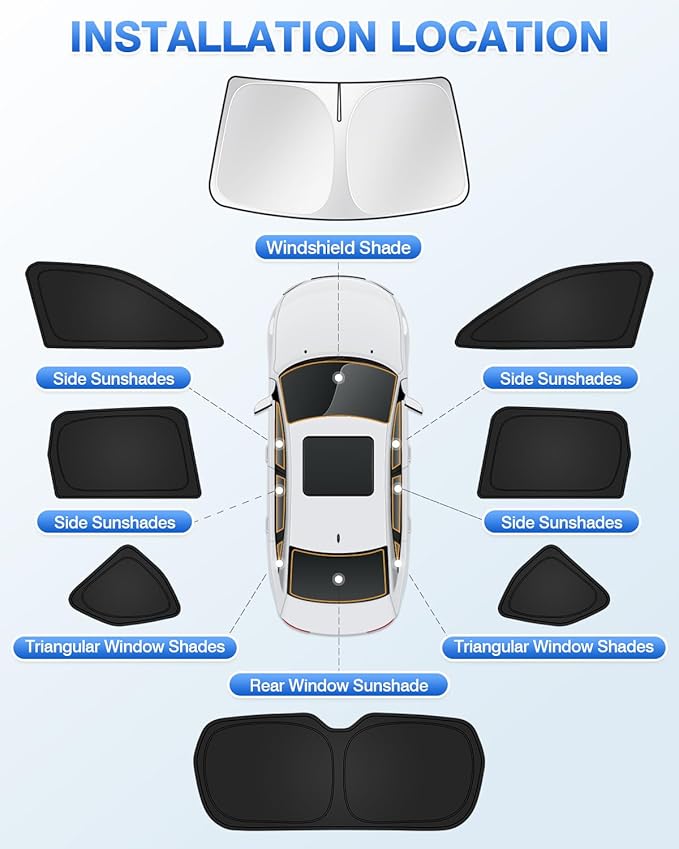 Canvcle Sunshades for 2025 2026 Subaru Forester Accessories Windshield Sun Shade Side Rear Window Shade Cover Sun Visor Shield Privacy Protection Keep Vehicle Cool Black 8PCS