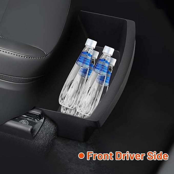 Under Seat Storage Organizer for Tesla Model Y 2025 2026 Refresh (Juniper), Upgraded TPE Double Layer Hidden Storage Box, 2pc Washable Underseat Storage Organizer fit Tesla Model Y Accessories