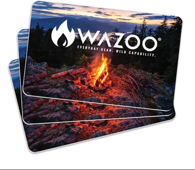 Wazoo FireCard - Lightweight & Portable Fire Starter Tinder, Waterproof & Durable Survival Tool for Emergency Preparedness, Everyday Carry & Recreation While Camping, Hiking, and Venturing Outdoors