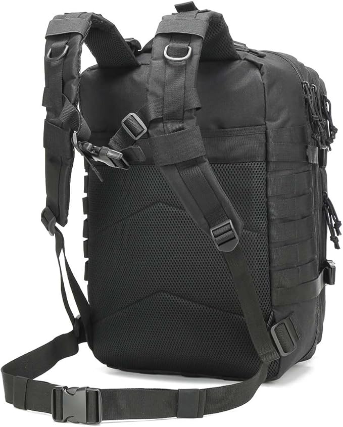 Tactical Backpack for Men, 45L Military Gym Backpacks, Large 3-Day Assault Pack Bug Out Bag MOLLE Daypack for Rucking Fishing Camping(Black)