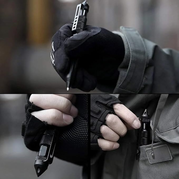 OIJ 5 Pack Military Tactical Pen Set, Professional Self Defense Pen, Emergency Glass Breaker Pen, Tungsten Steel Writing Tool With 20 Ballpoint Refills
