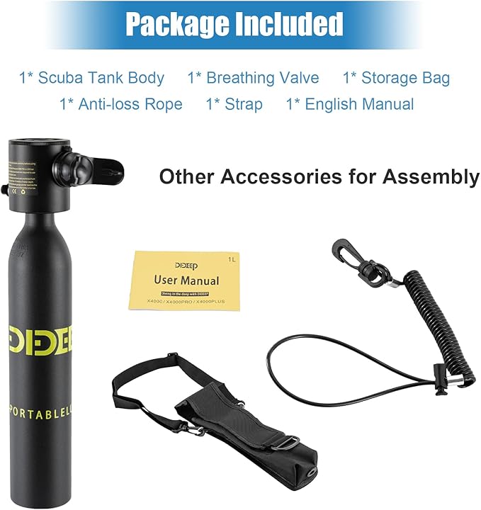Mini Scuba Tank, 0.5L/1L Mini Diving Tank 5-10/15-20 Minutes Underwater Breath Device Portable Diving Oxygen Tank Kit, Portable Lung Tank for Emergency Rescue Underwater Exploration