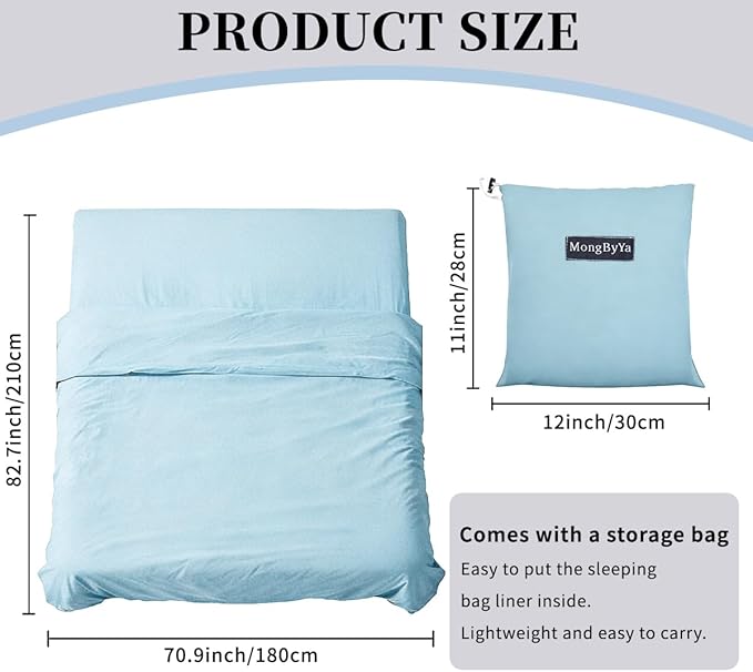 Sleeping Bag Liner Lightweight Compact Sleeping Bag Sack Portable Clean Travel Sheet Camping Sleep Sheet for Backpacking Hotel Hiking