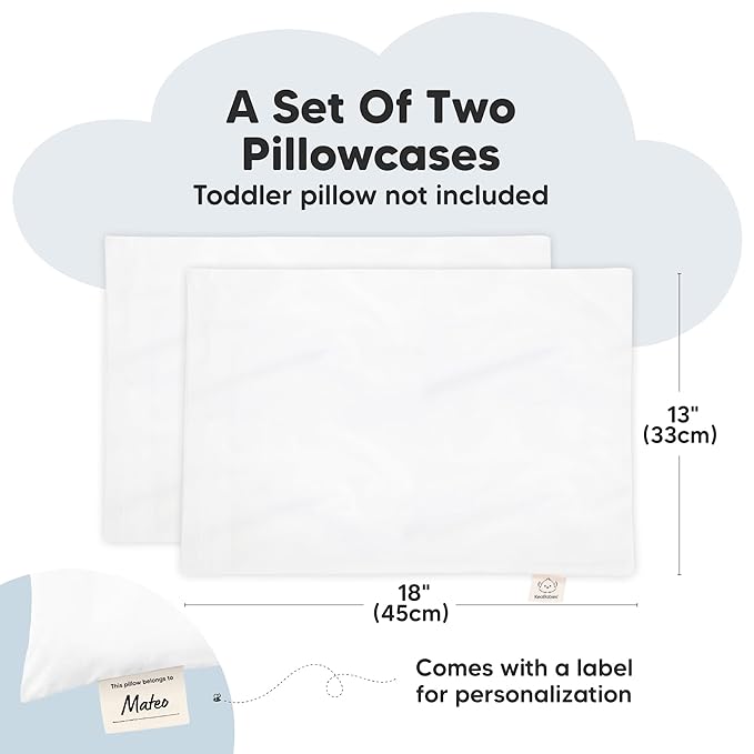 KeaBabies Toddler Pillowcase 13x18 – 2-Pack Organic Cotton Toddler Pillowcase for Kids, Boys, Girls, Soft & Durable Cotton Cover for Miniature Sleepy Pillows,Cute,Pillow Sold Separately (Soft White)