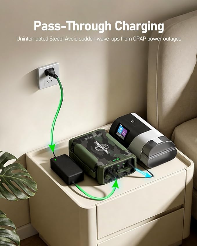 EASYLONGER ES960 PRO CPAP Battery Pack 297.6Wh High Capacity CPAP Power Supply for Camping, Portable Power Station for ResMed AirSense 11/10, AirCurve 11/10, AirMini, Luna TravelPAP, DreamStation