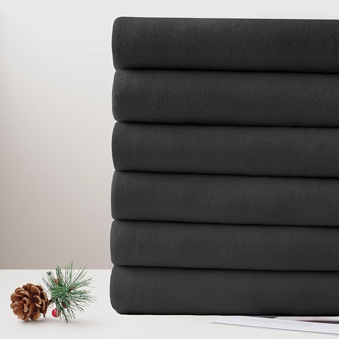 ZYFZCYBL Fleece Throw Blankets Lightweight Warm Soft Cozy Pet-Friendly Bulk Fleece Throw Blanket Solid for Home Bed, Sofa，Office,Gifts, Couch (Pack of 6-50 x 60 inch，Black)