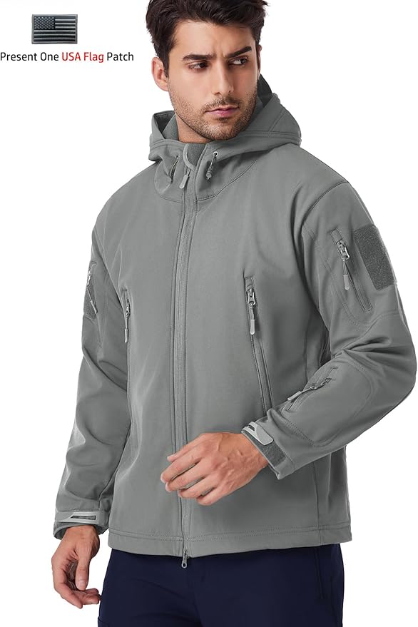 ReFire Gear Men's Army Special Ops Military Tactical Jacket Softshell Fleece Hooded Outdoor Coat