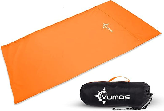 Sleeping Bag Liner Travel Sheet with Full-Length Zipper, Lightweight Silk-Like Polyester Camping Liner with Pillow Pocket, Compact Sleeping Bag Insert for Travel, Backpacking & Hostels