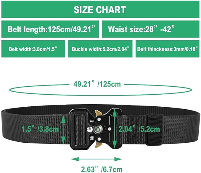 Tactical Belt Men 4 Pack, Compass Military Nylon Web Belt, Heavy Duty Belt Quick Release Metal Buckle Riggers Belt
