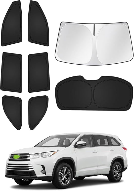 Canvcle Sunshades for Toyota Highlander 2014-2019 Accessories Windshield Sun Shade Side Rear Window Shade Cover Sun Visor Shield Privacy Protection Keep Vehicle Cool Black 8PCS