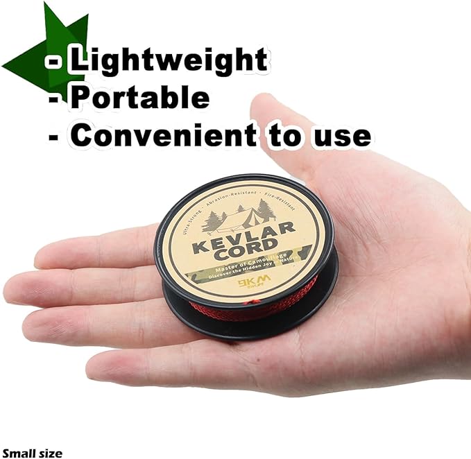 9KM DWLIFE Red Kevlar Cord – Ultra-Strong, Lightweight & Abrasion-Proof Survival Rope for Camping, Tactical Gear, Hammock Ridgeline, Trip Wire