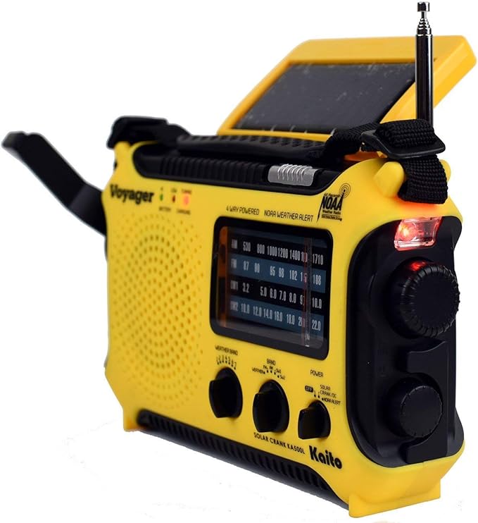 Kaito KA500L 4-Way Powered Emergency AM/FM/SW NOAA Weather Alert Radio with Solar,Dynamo Crank,Flashlight
