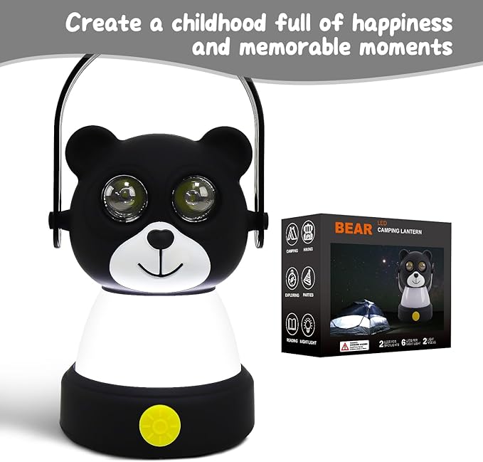 LED Bear Camping Lantern Kit, Battery Powered Night Light for Kids 6-12, Outdoor Equipment for Kids Ages 8-12, Toys Girls Boy Birthday Christmas Gift, Bear Style(Battery NOT Included)
