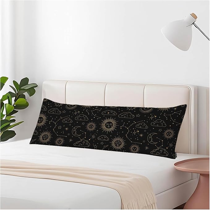 Couch Pillows Decorative Body Pillow Cover Sun and Moon, Galaxy Space Celestial Sun Moon Body Pillowcase for Men Women, Body Pillow Covers 20" X 54" Cushion Cases for Sofa Bed