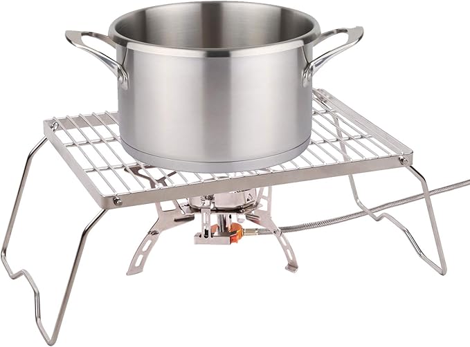 REDCAMP Large Folding Campfire Grill Grate, 304 Stainless Steel Heavy Duty Portable Camping Grill with Carrying Bag for Outdoor Cooking Backpacking Hiking Picnics BBQ