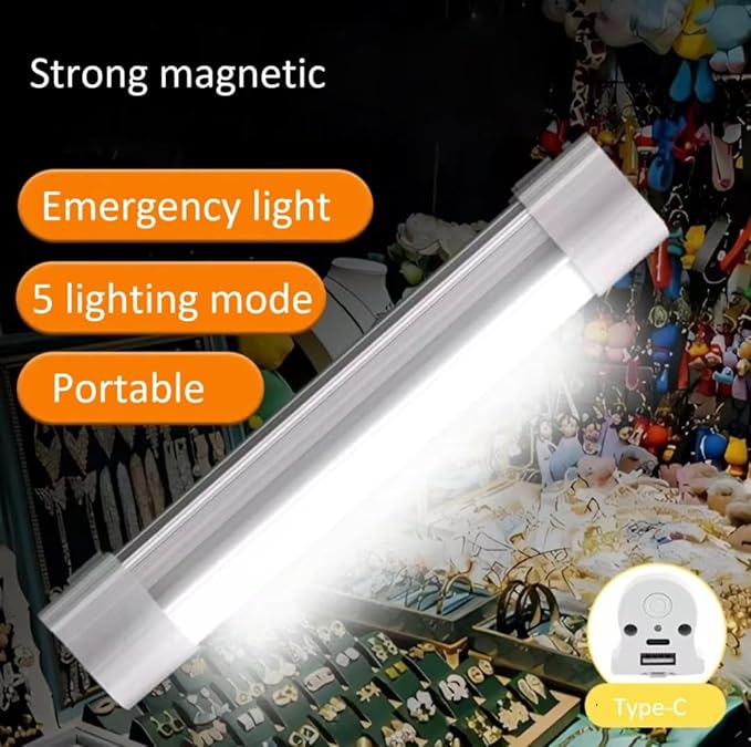 Rechargeable Work Light,5 Lighting Dimming Magnetic Light,Battery Powered Led Work Light for Car Repair, Camping, Emergency (LLQ20)