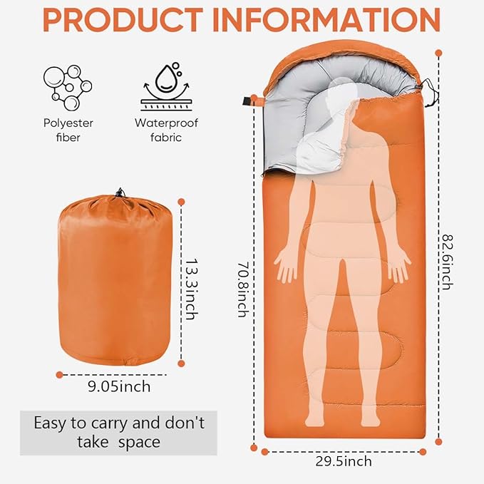 OBTANIM Sleeping Bags Portable Waterproof Camping Sleeping Bag for Adults Kids 4 Seasons Cold Weather or Warm Backpacking Hiking Travel Indoor Outdoor Use