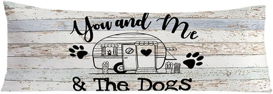 Rustic Camping 20x54 Body Pillow Cover, Camping Decor for Camper, Gifts for Campers Dog Lovers Women Men, You and Me the Dogs Decorative Long Body Pillow Cases for Bed Couch