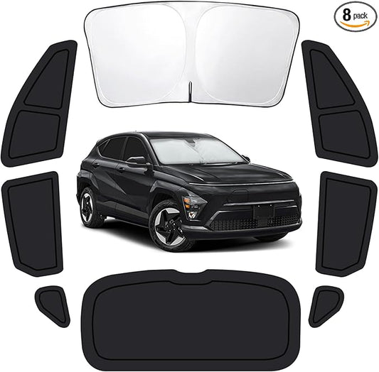 Car Window Shades for Hyundai Kona 2024-2026, Full Car Window Covers for Privacy, Sunshades for Kona Front Rear Windshield Side Windows to Block UV and Protect Privacy(8pcs)