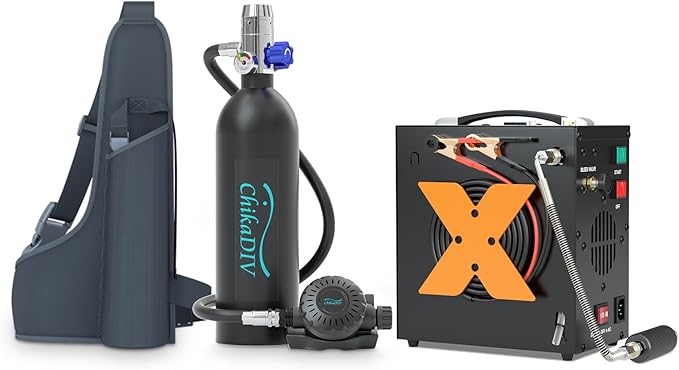 Mini Scuba Tank with 1L Capacity Lung Tank–DOT Certified Dive Portable Lungs for Snorkeling and Underwater Breathing