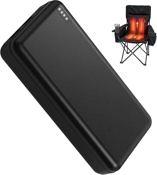5V2A Battery Pack for Electric Heated Camping Chair, Heated Blanket, Hunting Seat Pad, Sleeping Bag USB Power Bank Camping Work Power (Black, Milliamp Hours, 10000)