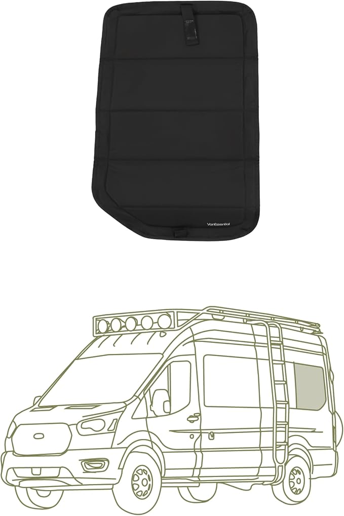 VanEssential Insulated Stealth Blackout Window Cover Designed for Ford Transit High/Medium Roof Full Plastic Trim Rear Qtr LH (Driver Side) Window 148 Long (Not Extended) Length Vans - Black
