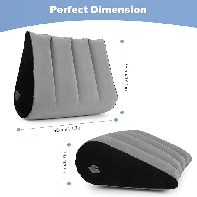 USHMA Inflatable Wedge Pillow for Traveling, Portable Blow up Travel Wedge Pillow for Sleeping in Bed, Fast Inflation & Deflation Inflatable Bed Wedge, Ideal for Home, Travel, and Outdoor