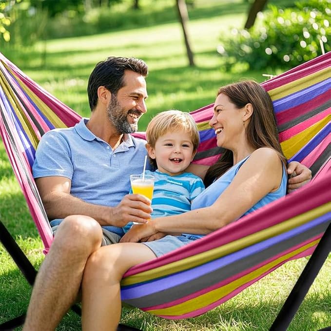 ANAGOO Double Hammock, Heavy Duty Portable, 500 lb Weight Capacity, Perfect for Both Indoors and Outdoors, 2 Person Hammock with Carrying Bag, Wide Red