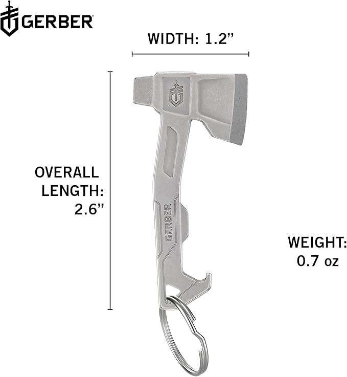 Gerber Gear Hatchet Keychain 3-in-1 Multitool, Clips to Pocket or Keychain with Bottle Opener, Flathead Driver, Package Opener, EDC Gear for Everyday Carry
