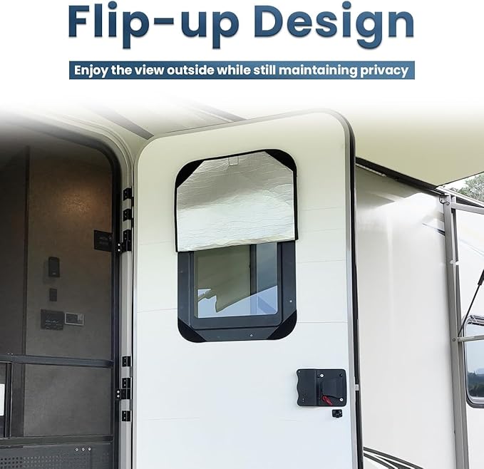 RV Door Window Shade Cover, Sun Blackout Fabric for Camper Privacy Entrance (16 x 25 inch)- 2 Packs