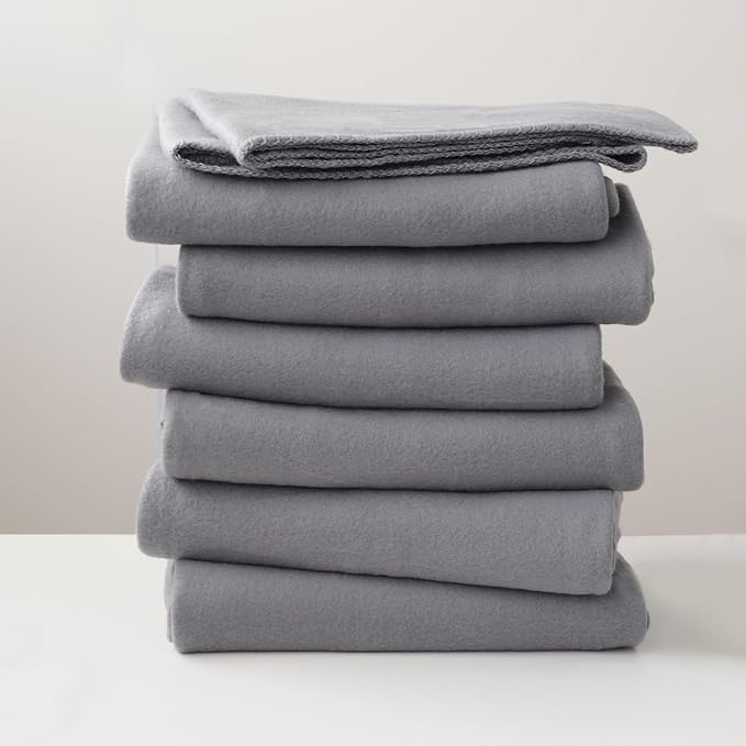 ZYFZCYBL Fleece Throw Blankets Lightweight Warm Soft Cozy Pet-Friendly Bulk Fleece Throw Blanket Solid for Home Bed, Sofa，Office,Gifts, Couch (Pack of 6-50 x 60 inch，Grey)