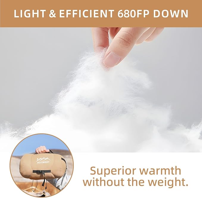 3-in-1 Down Sleeping Bag for Adults with Detachable Hood, 32°F 45°F Rectangular Lightweight Down Blanket Sleeping Bag for Camping Hiking and Backpacking Outdoor and Indoor 4 Season