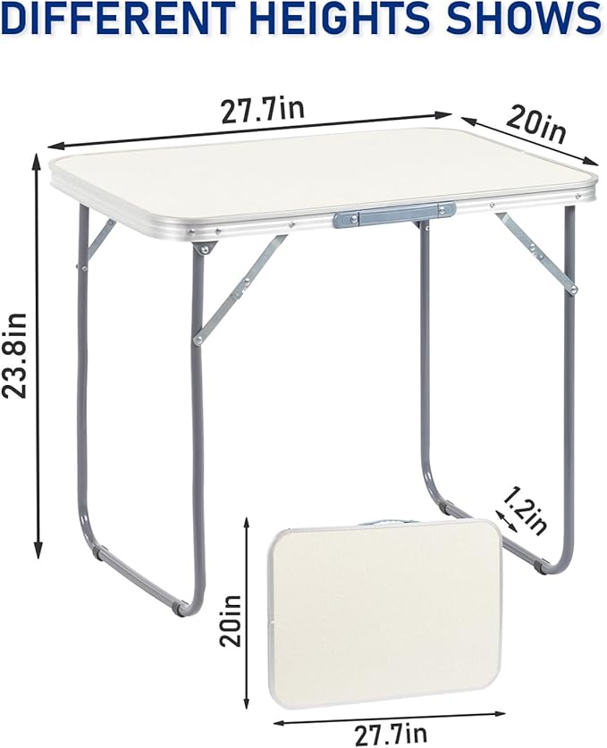 Outvita 2.3ft Portable Folding Camping Table, Outdoor Waterproof Picnic Table, Aluminum Lightweight Suitcase Foldable Table for Picnic BBQ Beach Dining