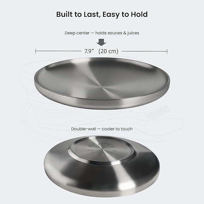 Camping Mess Kit – Compact 1-Person Tableware Set with Stainless Plate, Collapsible Silicone Bowl & Cup, and Utensils, Ideal for Solo Campers, Scouts, Family Camping & Car Trips