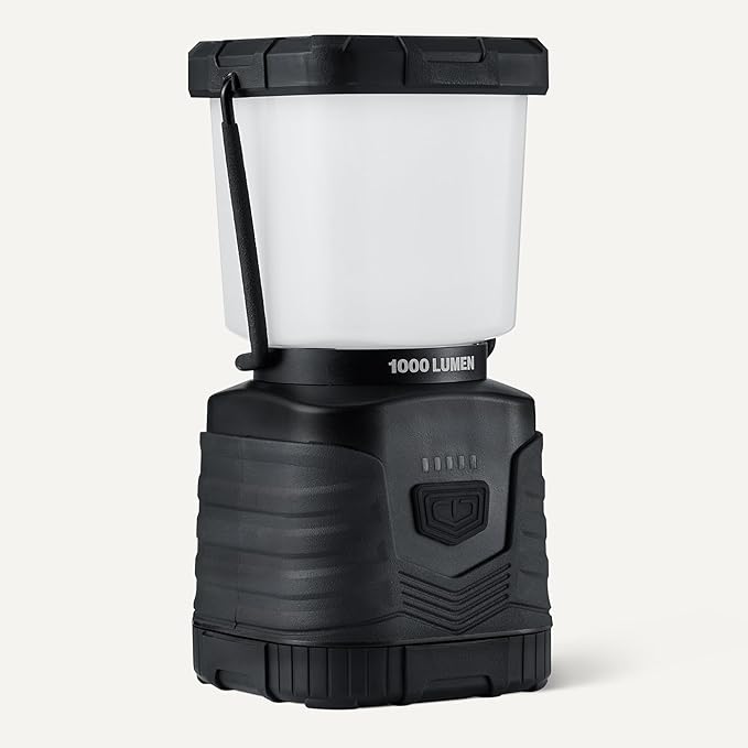 Amazon Basics Camping Essentials Lantern, 360-degree 1000 Lumen Lanterns, Adjustable dimmable, Black (Batteries Not Included)