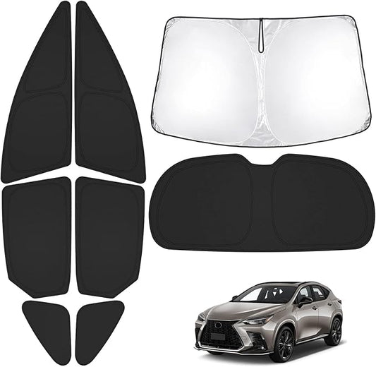 T TGBROS Windshield Sun Shade for Lexus NX 2022-2025 2026 Car Window Shades Thicken UV Block and Blackout Privacy Foldable Sunshades 8PCS Accessories Keep Cool Sun Visor Covers