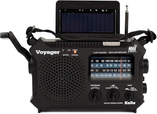 Kaito KA500L 4-Way Powered Emergency AM/FM/SW NOAA Weather Alert Radio with Solar, Dynamo Crank, Flashlight and Reading Lamp, Black