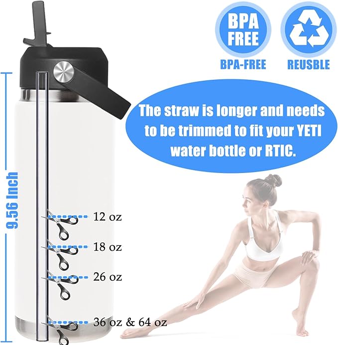 Haloera Straw Lid for Yeti Rambler Bottle - 18 26 36 64 oz, Lid with Straws and Flexible Handle Straw Lid Replacement, Straw Cap Compatible with Yeti Rambler Water Bottle Accessories
