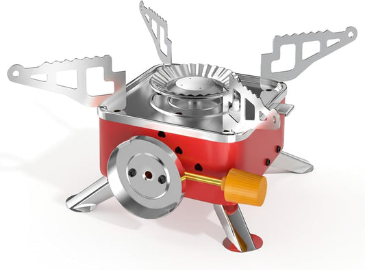 SYIPO Portable Camping Stove, Ultralight Backpacking Stove with Stable Support Wind-Resistance Camp Stove, Mini Outdoor Folding Metal Camping Gas Stove for Camping, Hiking, Cooking, ect.