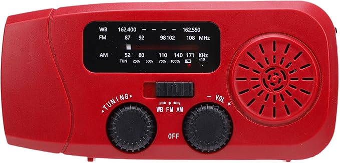 Eujgoov Solar Radio, Emergency Hand Crank Radio with 2000mAh Power Bank and IPX3, for Camping Backpacking Survival Situations and Weather Alerts