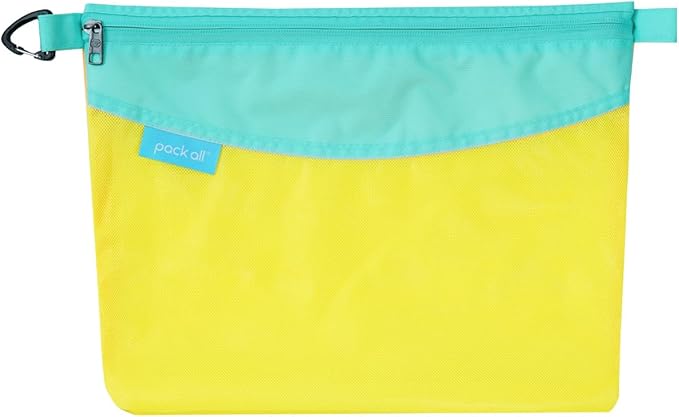 pack all Water-resistant Material Zipper Pouch, Mesh Zipper Bag for Storage, Travel, Office (Large, Yellow)